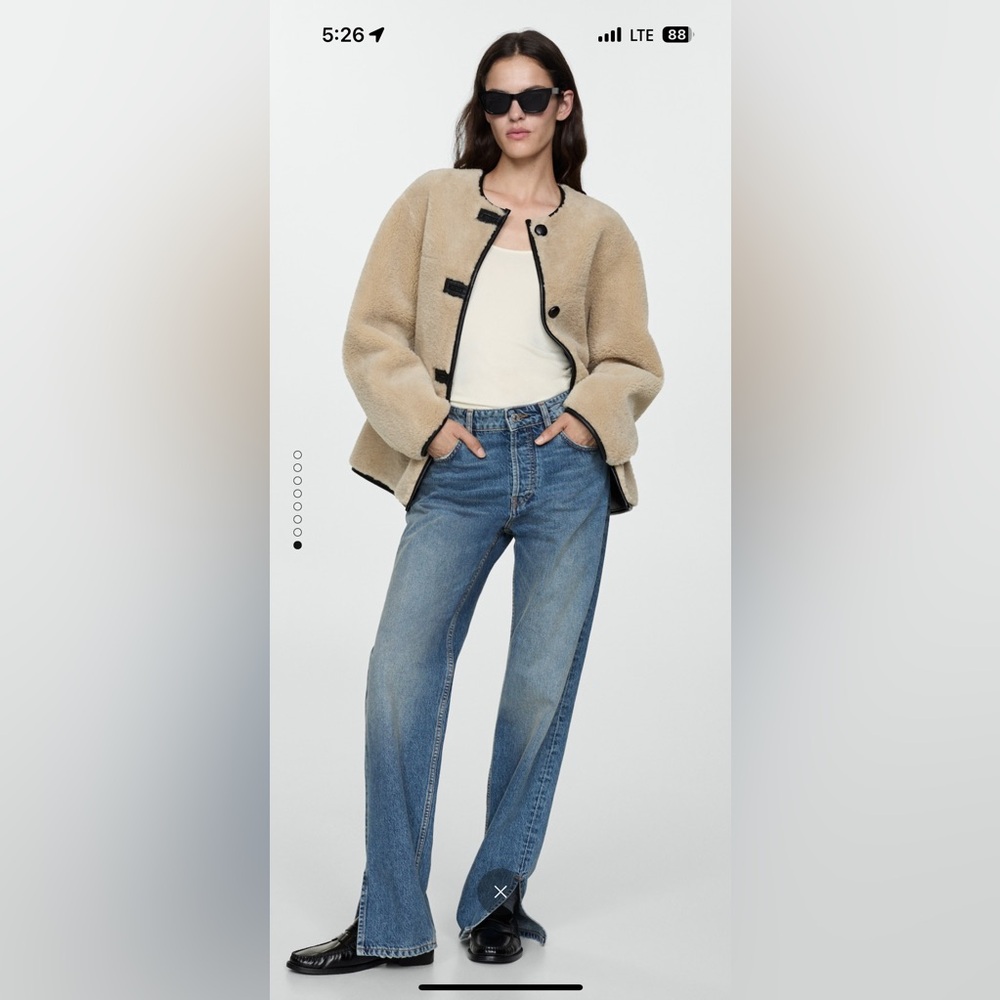 Mango Fur Effect Coat with appliqués. XS oversized fit